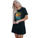 Black Summer Vibes Color Block Short Sleeve Mini Dress